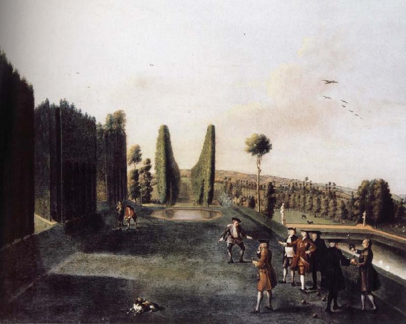 unknow artist Hartwell House topiary arcades and allee to the William iii Column oil painting picture